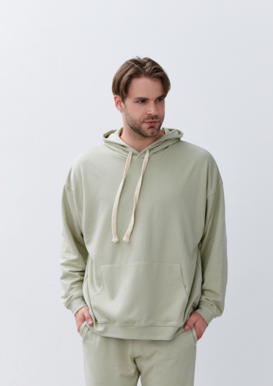 Latte colour men three-thread hoodie